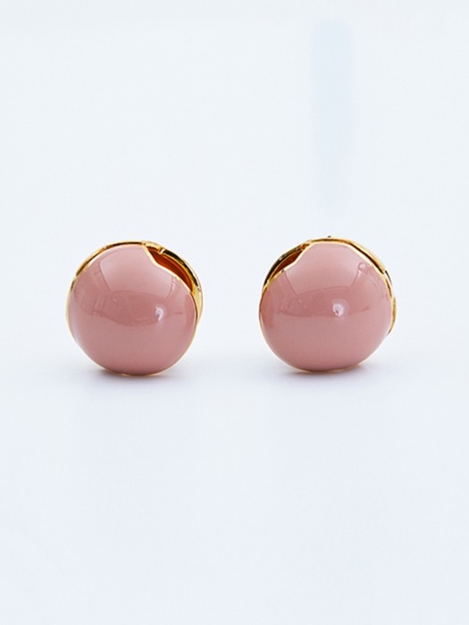 Enamel Ball Earrigns_Pink