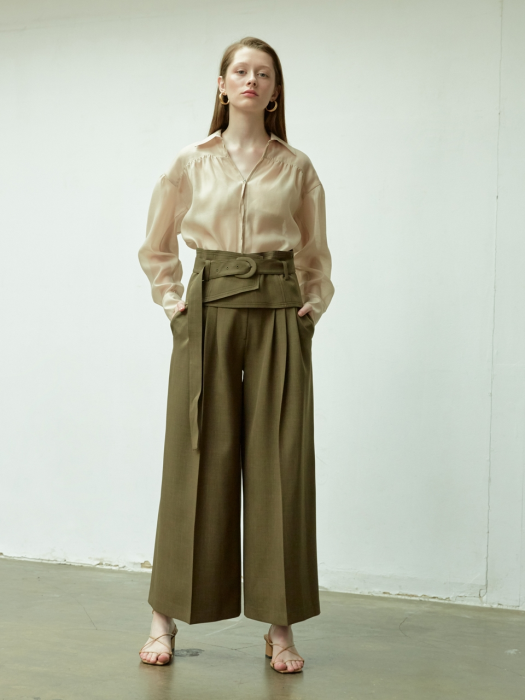 belted wide leg pants