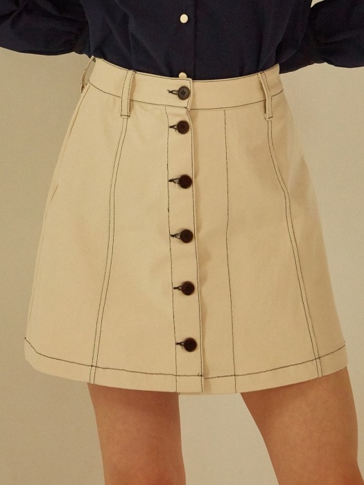 [By Joorti] J241 Stitched skirt (cream)