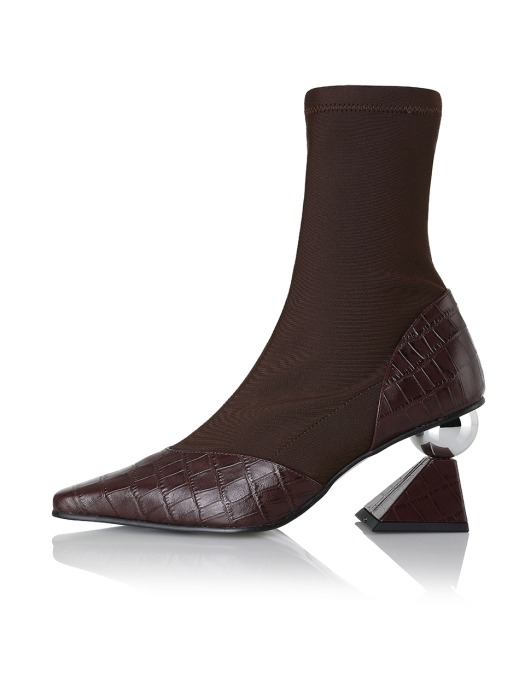 Stella socks boots / YA8-B536 Burgundy Croc+Burgundy