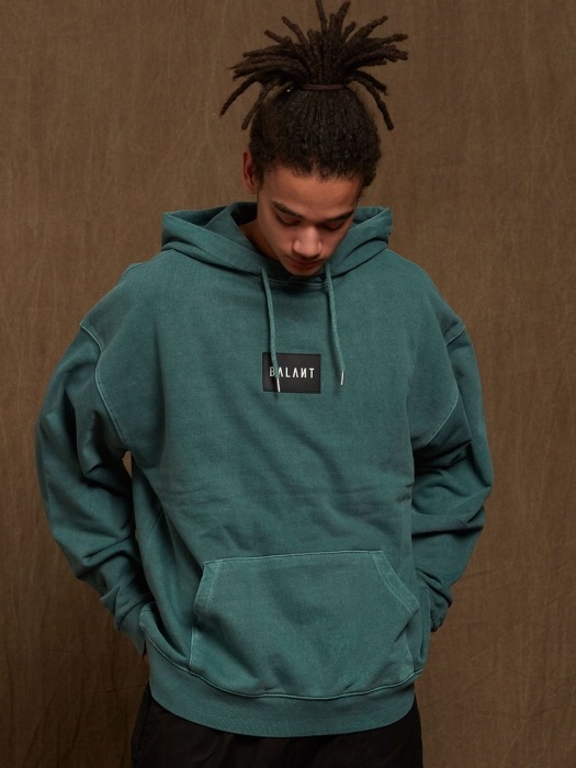 Pigment Silicon Lable Hoodie - Green