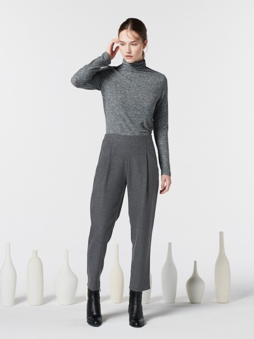 WINTER TUCK PANTS-GREY