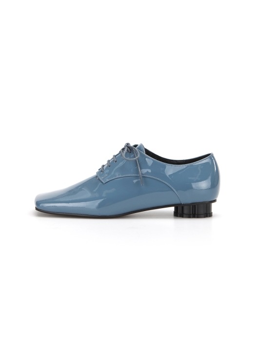 Squared Toe Derbys | Glossy stone blue