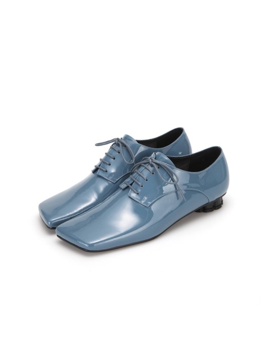 Squared Toe Derbys | Glossy stone blue