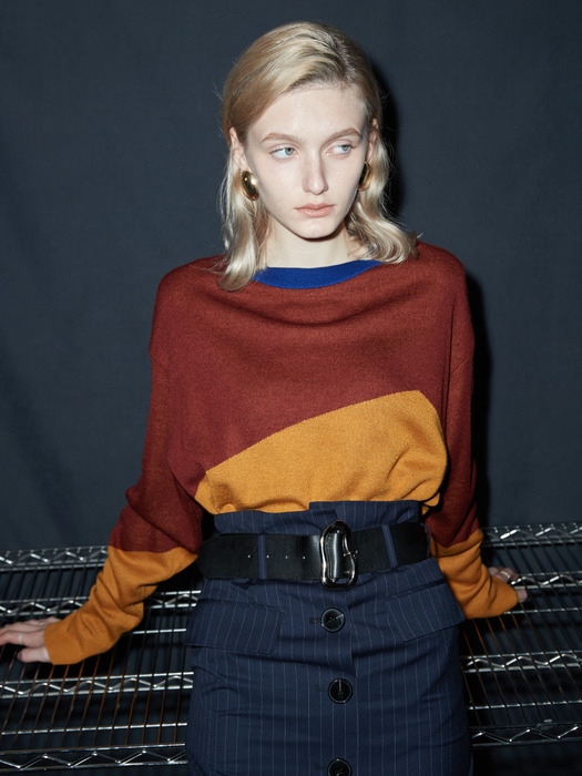 color block sweater Brown