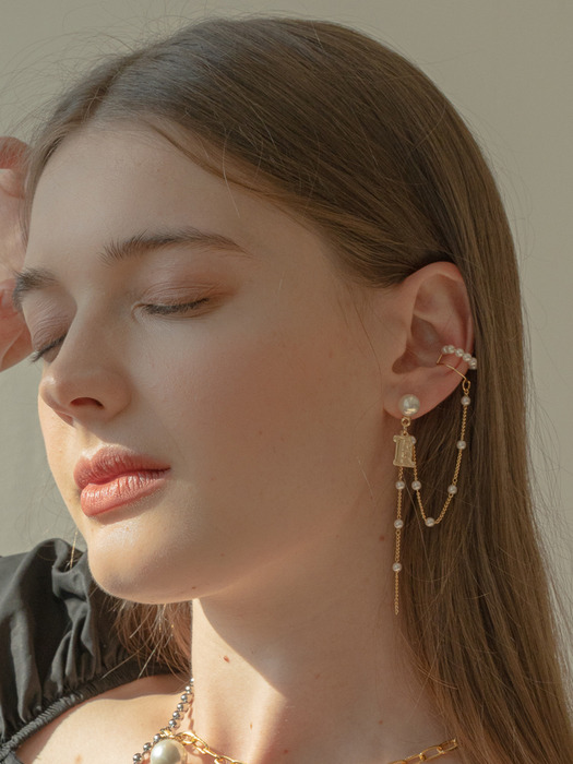 Pearldrop earcuff earrings