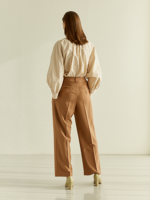 SPRING PINTUCK PANTS  BROWN