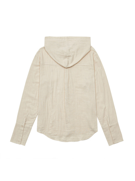 LINEN HOODY SHIRT (IVORY)