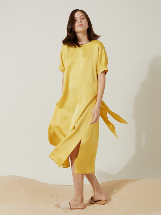 April Round Neck Dress_yellow