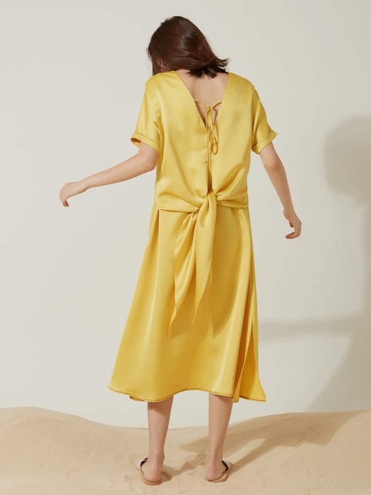 April Round Neck Dress_yellow