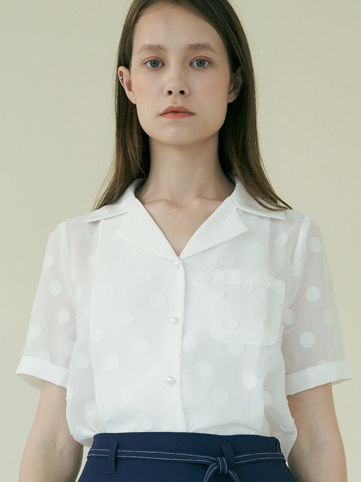 comos390 dot see-through blouse (white)