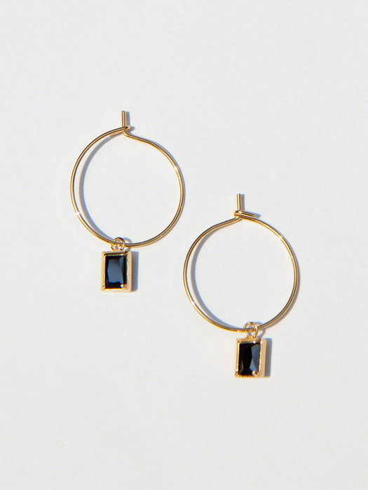 Bezel Hoop Gold Earring (Gold-3 Color)
