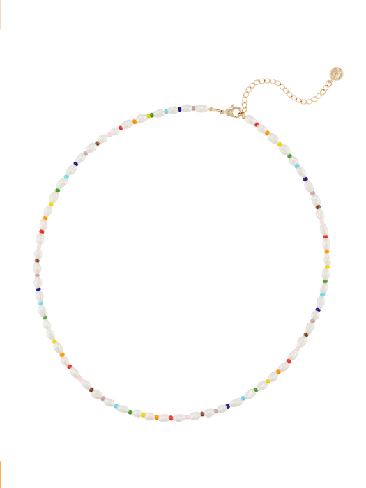 RAINBOW BEADS N PEARL NECKLACE_NZ1034