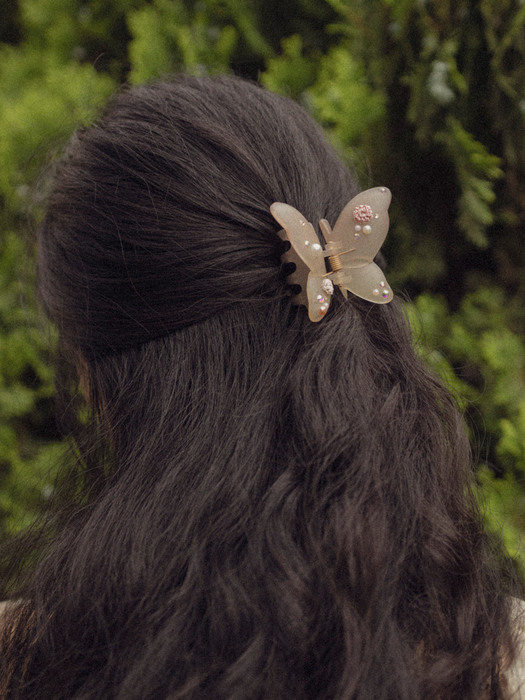 [단독]Pink scented butterfly hair claw