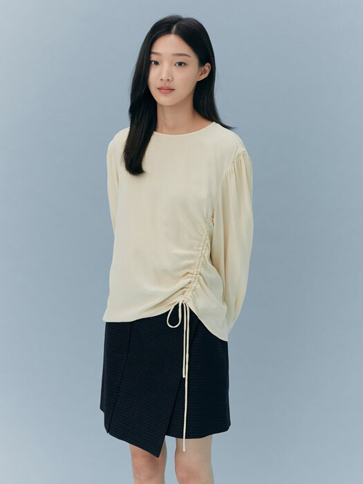 Side String Drape Blouse - Yellow (KE0860M04E)