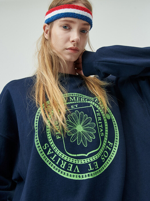 SWEATSHIRT FLOS UNIV NAVY-APPLEGREEN