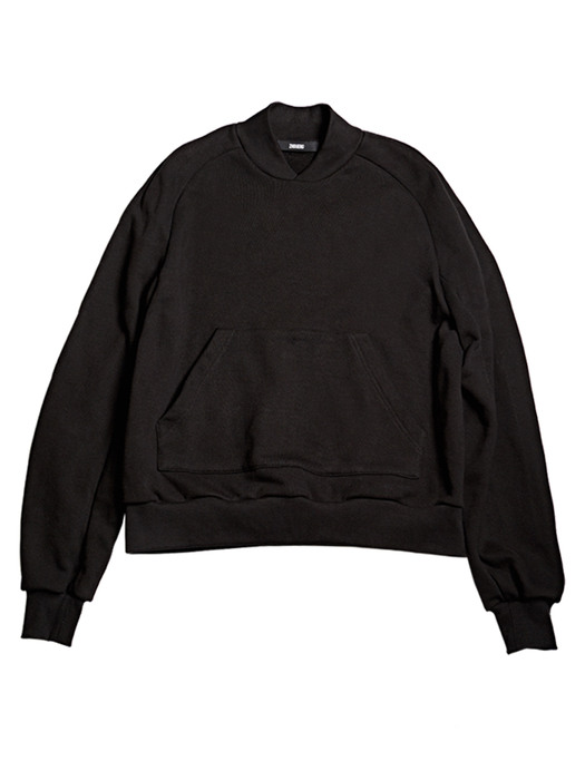 Black Bomber Collar Raglan Sweatshirt