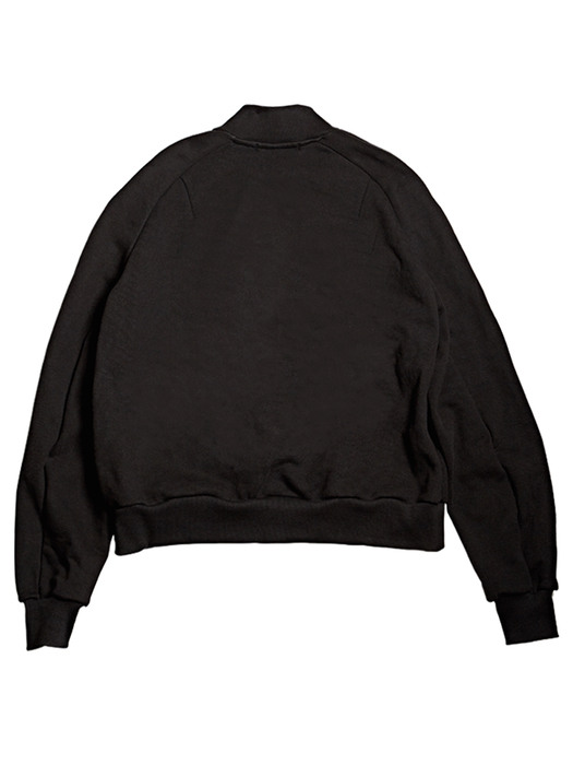 Black Bomber Collar Raglan Sweatshirt