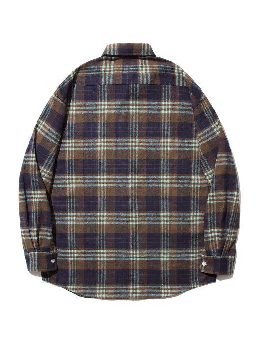 SP Loose Fit Panel Check Shirts-Mint Brown