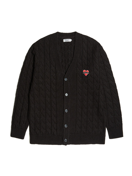 NOMANTIC OVER SIZE MOHAIR CABLE CARDIGAN BLACK