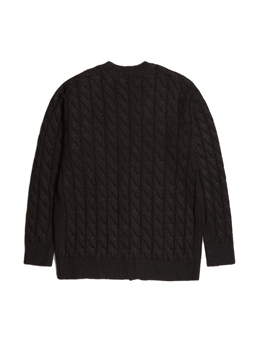 NOMANTIC OVER SIZE MOHAIR CABLE CARDIGAN BLACK