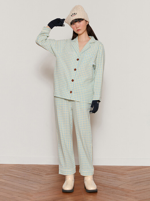 LOGO FLANNEL PAJAMAS [YELLOW CHECK]