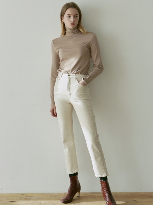 SEMI TAPERED COTTON PANTS_CREAM