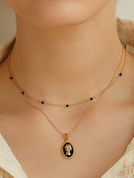 [silver925]Black spinel necklace