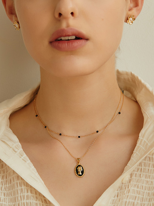 [silver925]Black spinel necklace