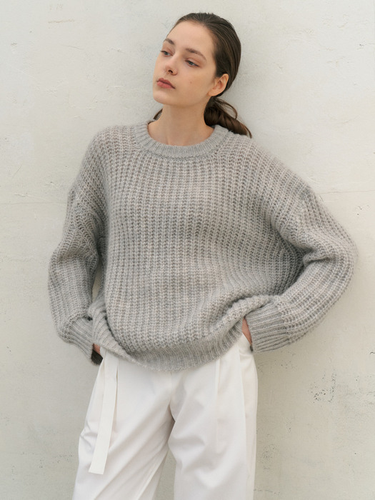 Mohair Loose-Fit Knit_L.Gray