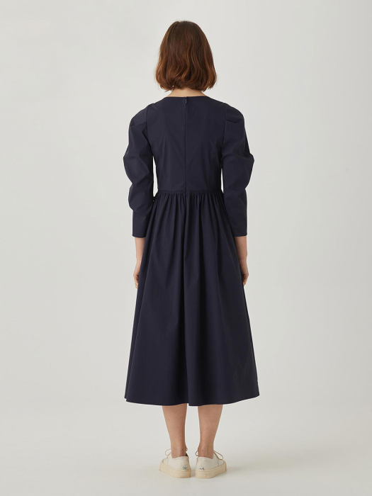 Square-neck Cotton Dress [DARK NAVY] JYDR1B900N3