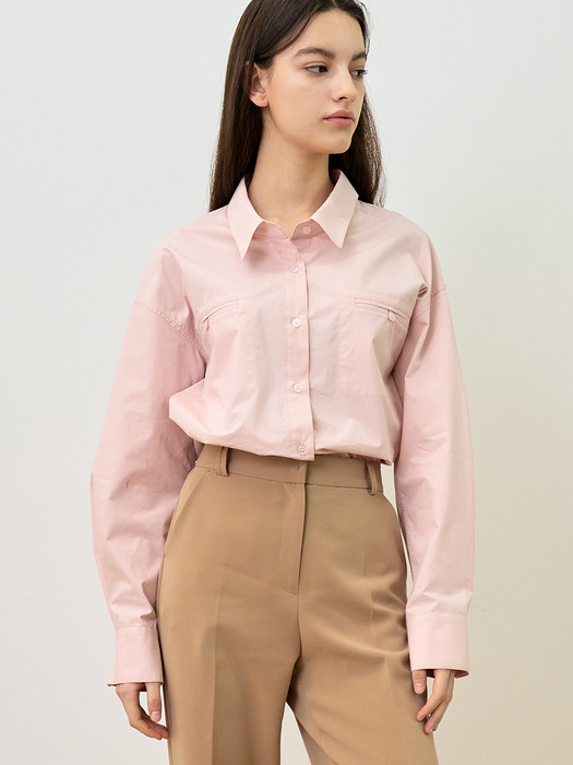 comos491 over-fit cotton shirt (pink)