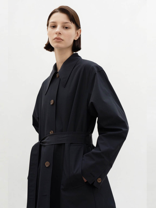 [SUMMER WOOL] REVERSIBLE MAC COAT (NAVY)