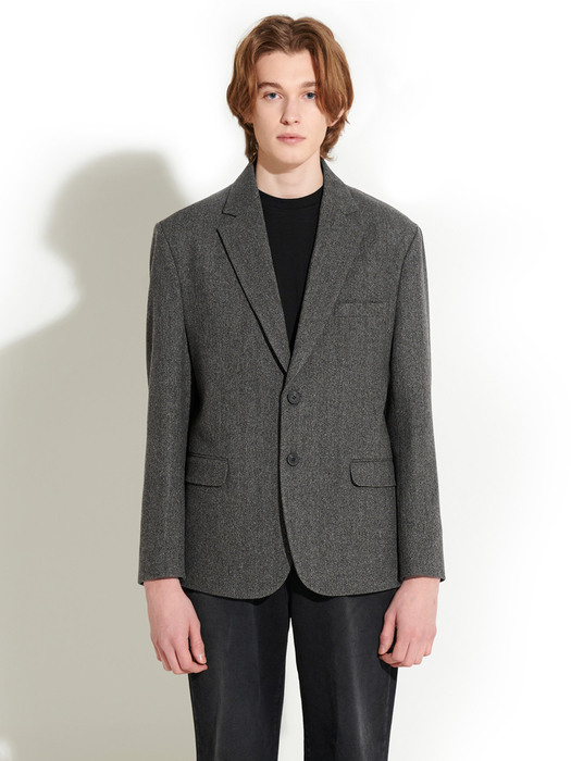 HERRINGBONE HEAVY BLAZER(GY)