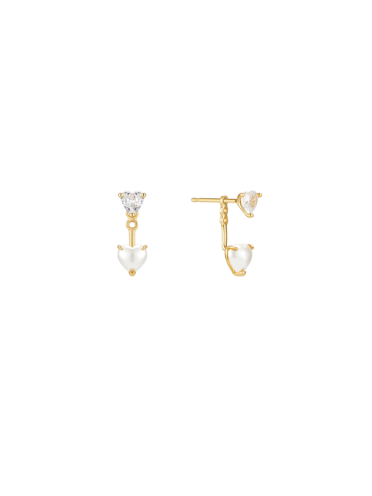 [Silver925]Pearl Cubic Heart Ear Jacket Earring_EC1729