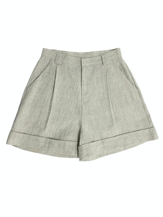 Linen pleated shorts (oatmeal)