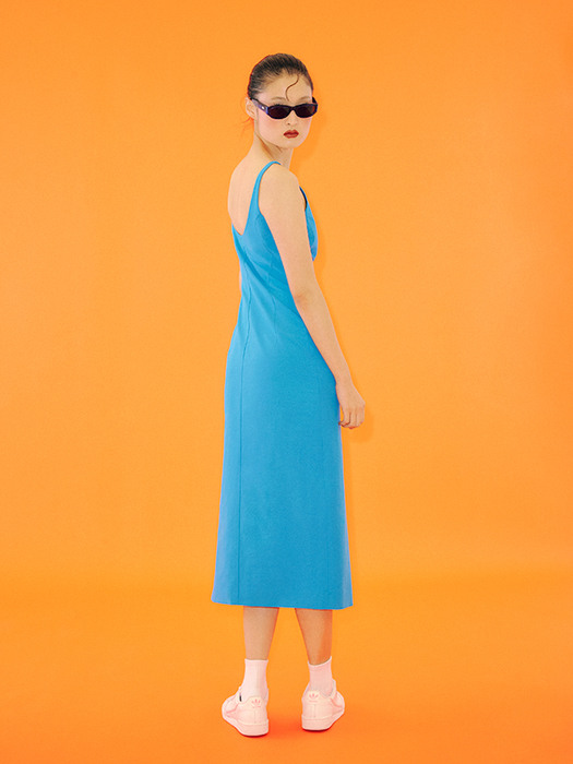 Round Open-Back Sleeveless Dress [AQUA]