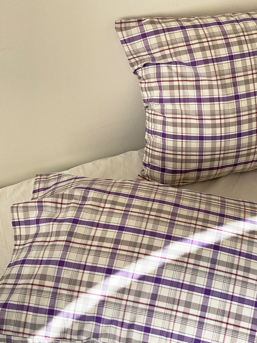 Purple check pillow cover