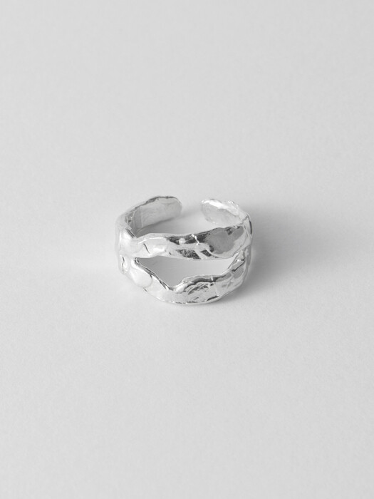 Rough Silver Two Line Ring