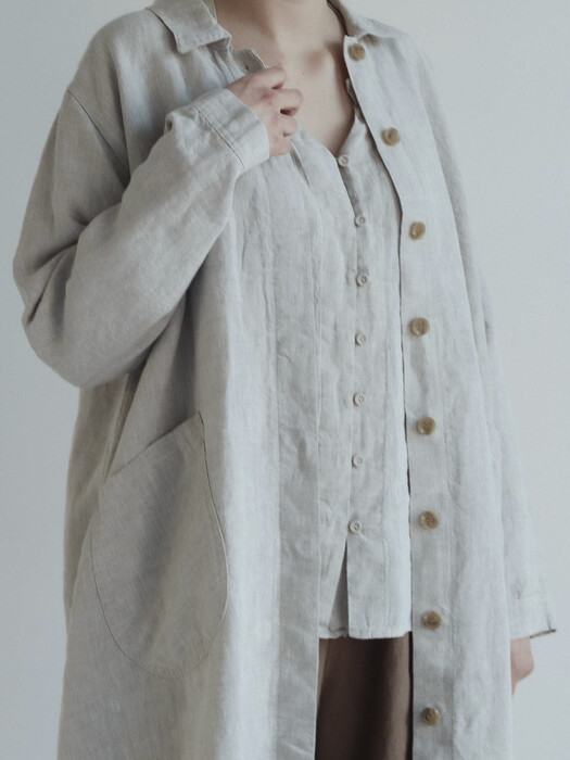 [Linen100%]Linen atelier coat -3color