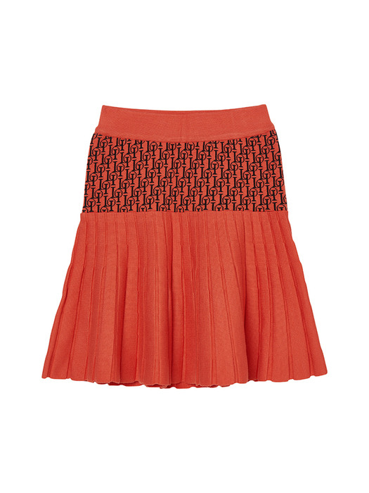 Signature Knitted Flare Skirt_Orange