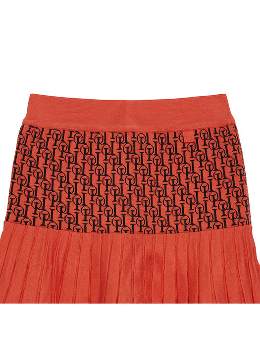 Signature Knitted Flare Skirt_Orange