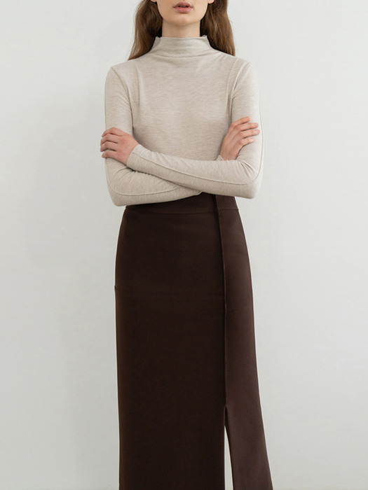 SIDE SPLIT CREPE MIDI SKIRT