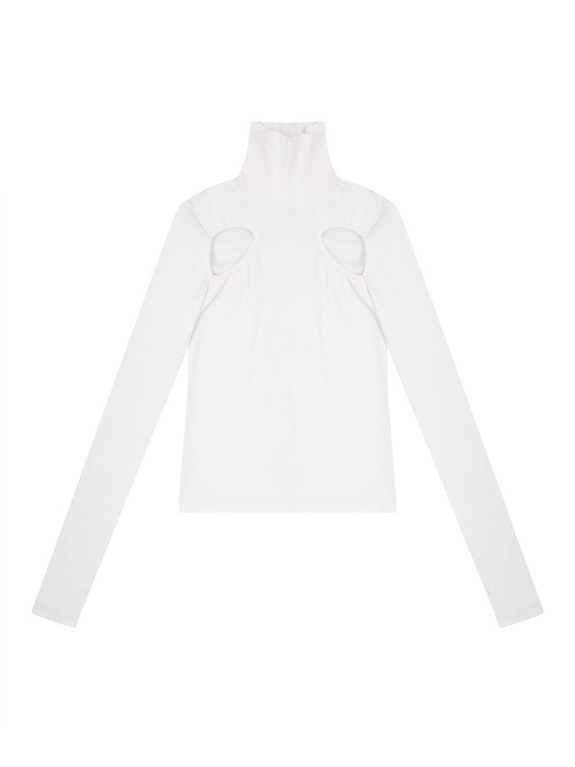 CUT-OUT TURTLE NECK(WHITE)