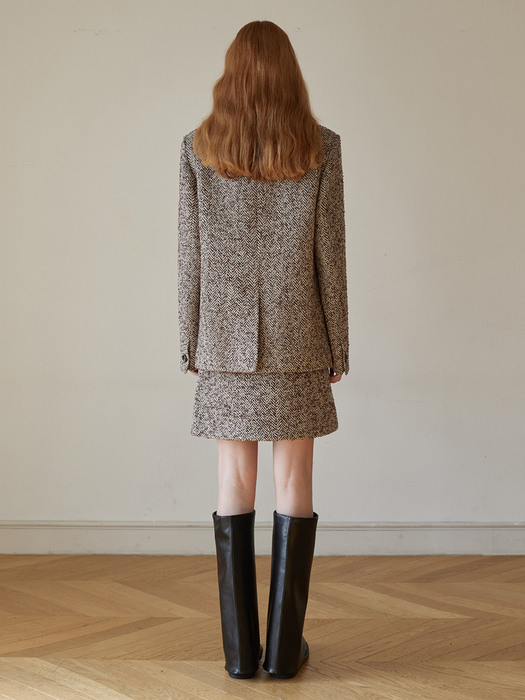 Herringbone Miniskirt_Brown