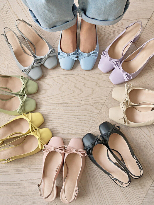 909_1 Daisy2 Ribbon Slingback Heel-8color