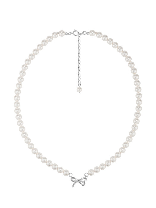 [silver925]Ribbon pearl necklace