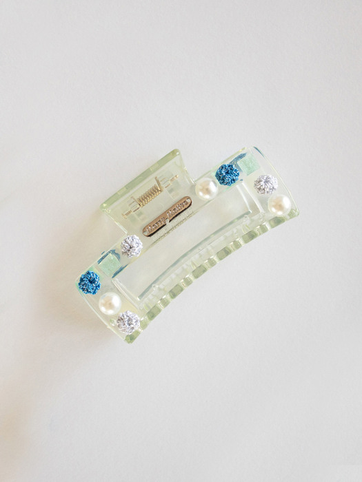 Twinkle square hair claw(Clear green)