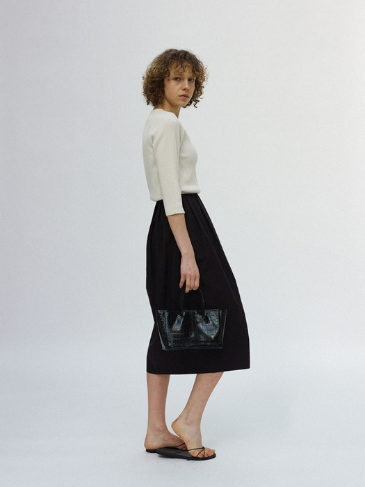 Layered tuck skirt (Black)