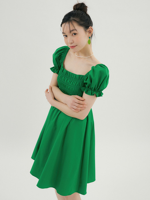 RCP CANDY PUFF-SLEEVE SHIRRING OPS GREEN